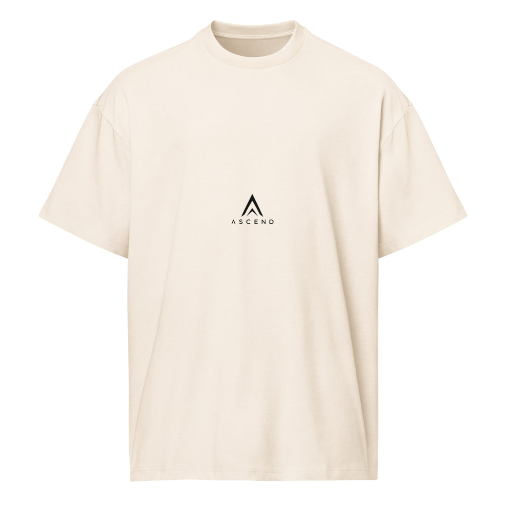 Camiseta boxy Ascend Legacy MANIFESTO 004 CONSCIENCE para hombre vintage white, vista frontal.