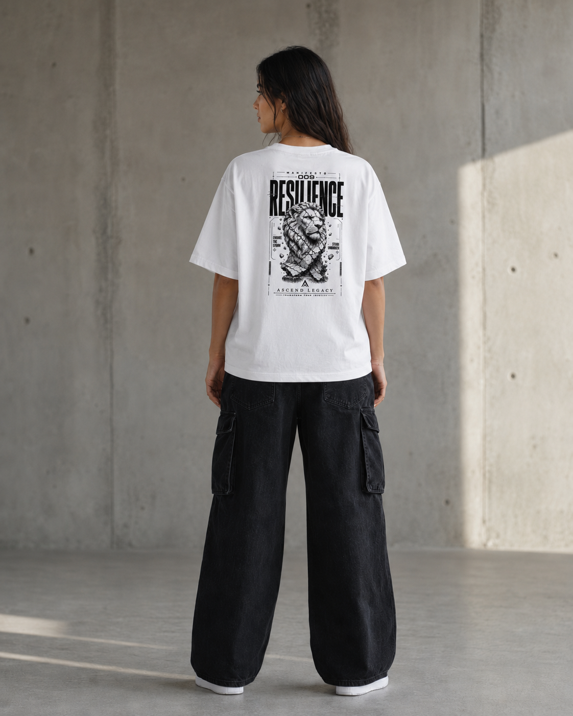 Camiseta boxy para mujer ascend legacy manifesto 009, modelo.