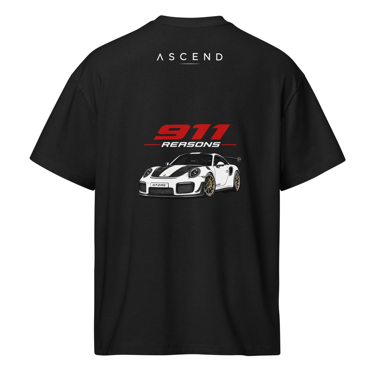 Camiseta 911 ascend legacy, diseño trasero en negro.