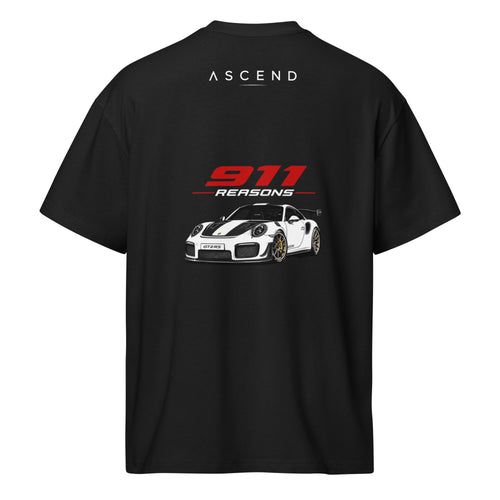 Camiseta 911 ascend legacy, diseño trasero en negro.