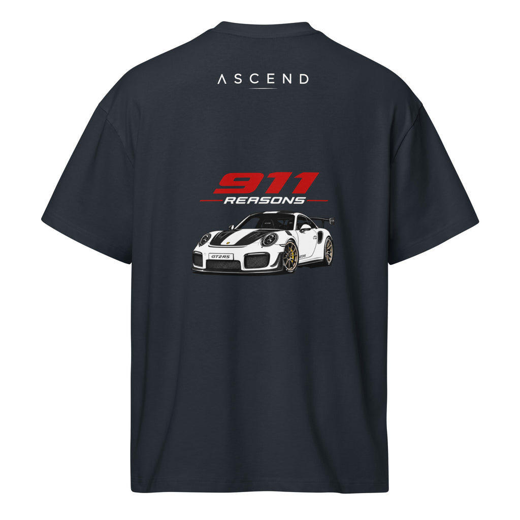 Camiseta ascend legacy 911, diseño trasero en azul.