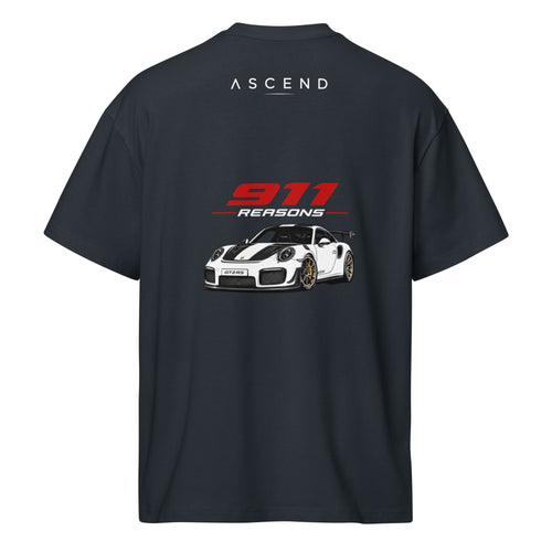 Camiseta ascend legacy 911, diseño trasero en azul.