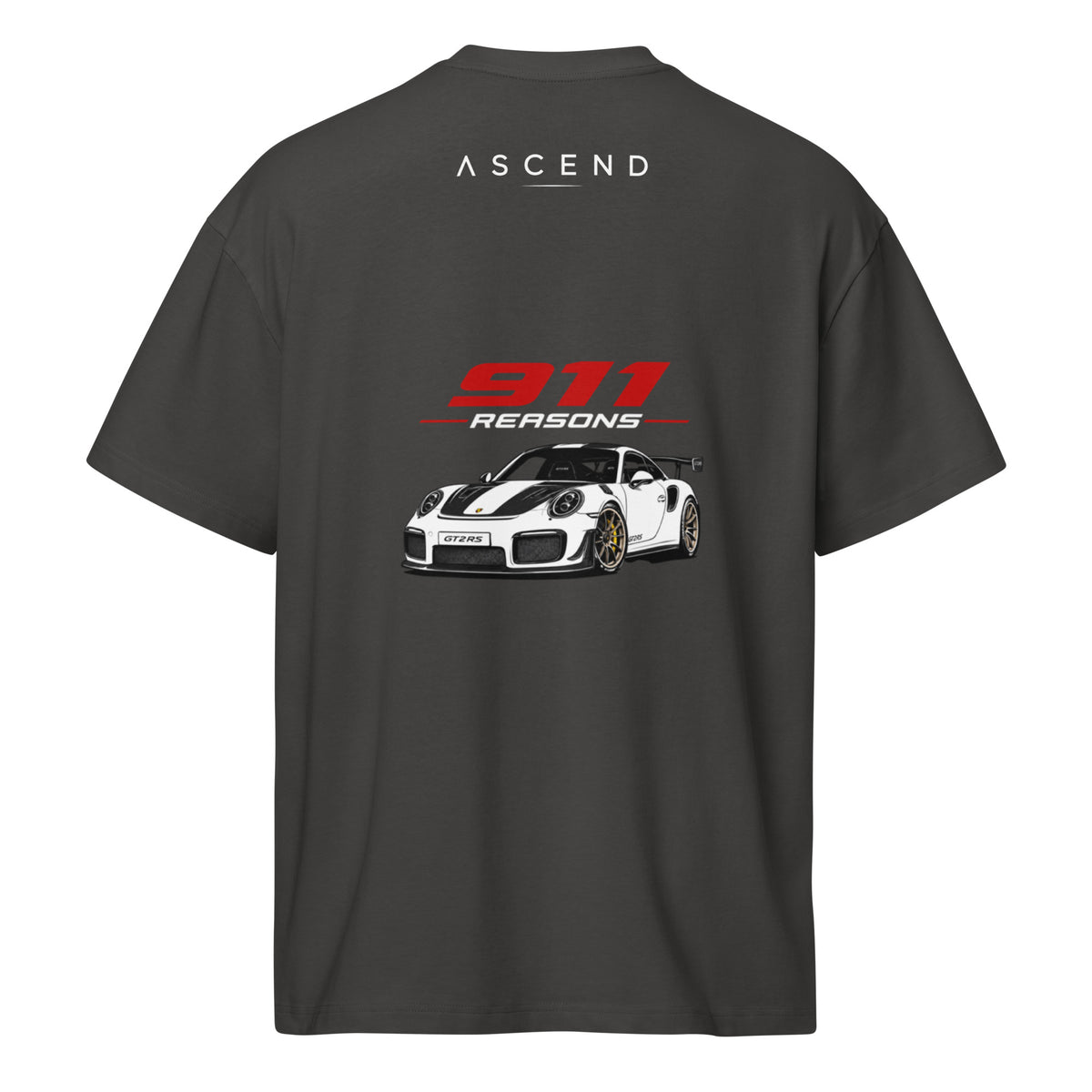 Camiseta ascend legacy 911 diseño trasero en gris.